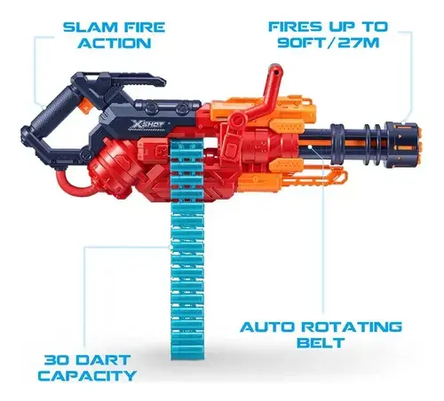 Pistola Ametralladora Lanza Dardos En Rafaga Crusher X Shot Naranja 5