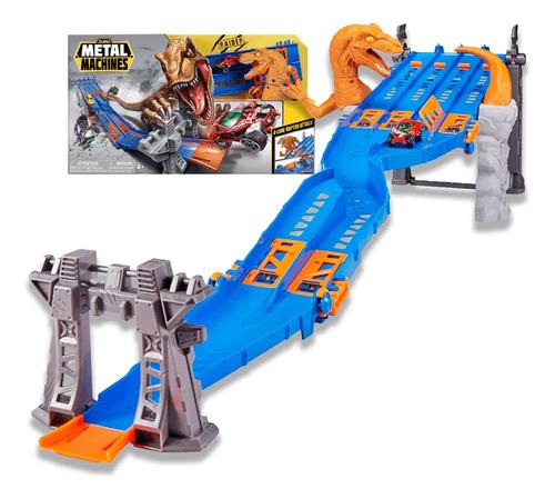 Pista De Auto Ataque De T-rex 4 Carriles Metal Machines Zuru Dino