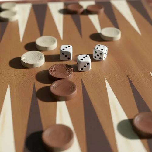 Juego Backgammon Bisonte Tablero 34x34 Fichas De Madera 6
