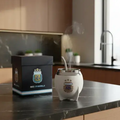 Mate Afa Argentina Cn Bombilla Acero Inoxidable Licencia Ofi Blanco Afa 3