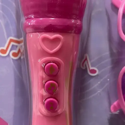Microfono Musical Juguete Tiny Con Sonido Y Lentes Fashion Rosa Chicle 4