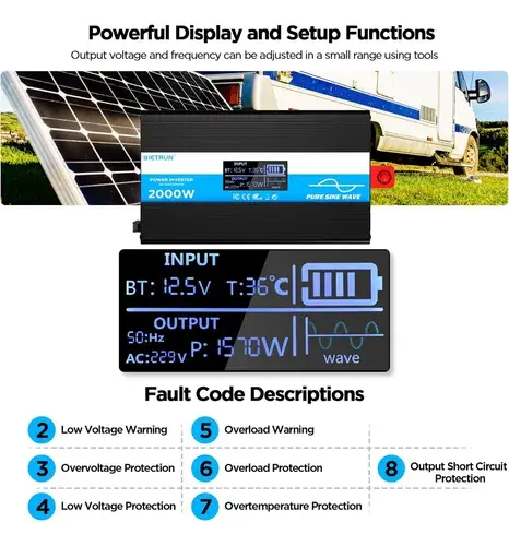 Inversor De Onda Sinusoidal Pura 2000 Automóvil 12 V A 120 V 4