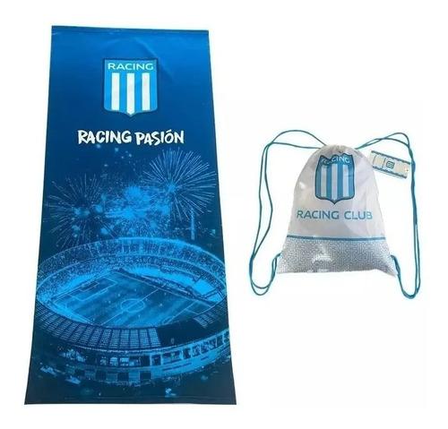 Toallon Playero Microfibra Secado Rapido Racing + Mochila 5