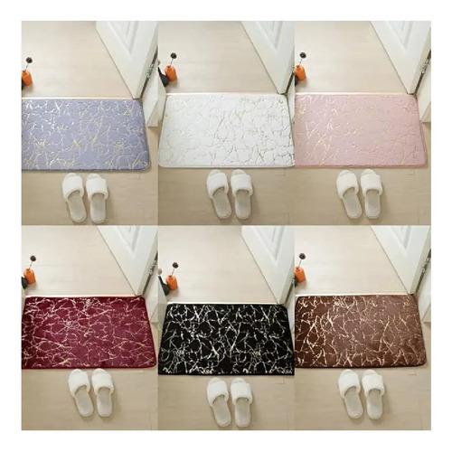 Alfombra De Baño Tipo Marmol Piel Suave Antideslizante Fino 4