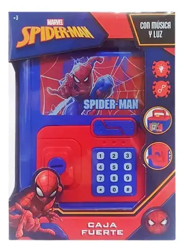 Caja Fuerte De Juguete Spiderman Alcancia Con Luz Y Sonido Spiderman Azul
