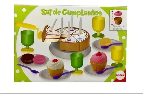 Juego De Cumpleaños Con Torta Y Accesorios Encastre Antex Blanco 3
