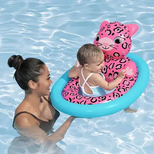 Silla Inflable Salvavidas Para Bebé Diseño Animalitos Color Rosa Chicle 4