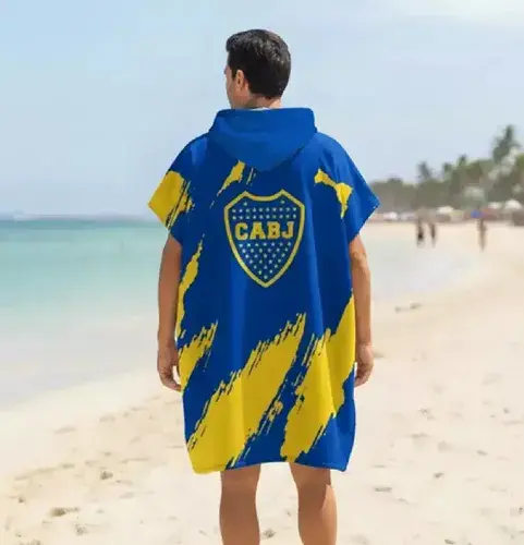 Poncho Toallón Playa Pileta Adulto Boca Juniors Microfibra Boca Juniors Escudo Boca Juniors 2