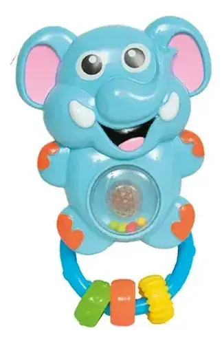 Sonajero Animalitos Didactico Poppi Baby Varios Diseños 6751 Celeste Elefante