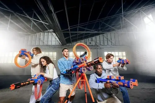 Ametralladora Arma Lanza Dardos Gigante 72 Dardos X-shot Mad Azul 10