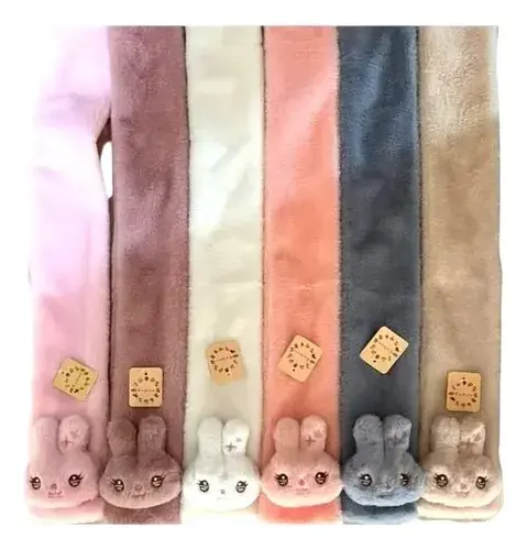 Bufanda Para Niños Peluche Abrigada Invierno Conejo Abrigo 5