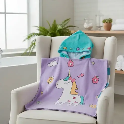 Poncho Toallon Microfibra Infantil Estampado Seca Rapido 9