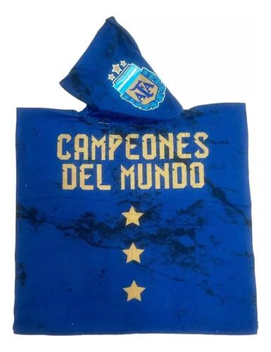 Poncho Microfibra Toallón Argentina Campeón 3 Estrella Messi 5