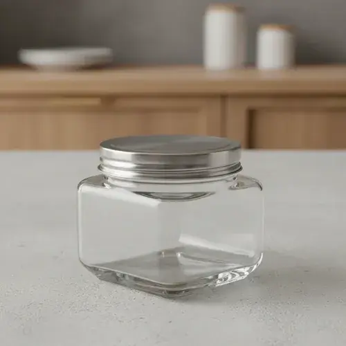 Frasco Vidrio Bajo Tapa Acero Hermética 750ml Cocina Vidrio 2