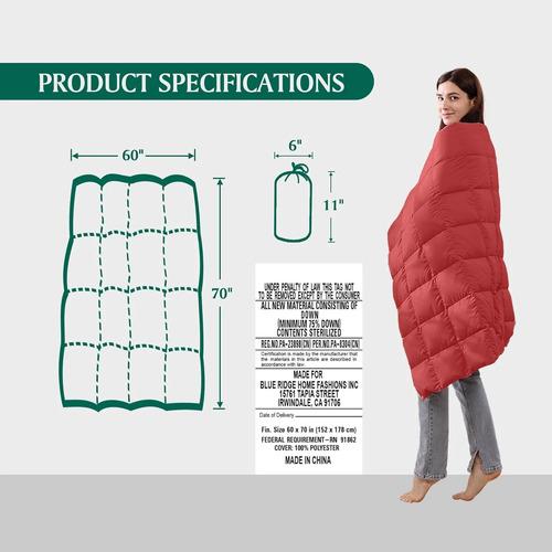 Manta Beautyrest Plumón 152x178 Empacable Suave Roja Abrigo Rojo 5