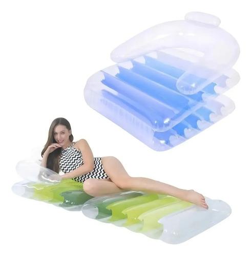 Colchoneta Inflable 2 En 1 Para Pileta Sillon Plegable Color Verde