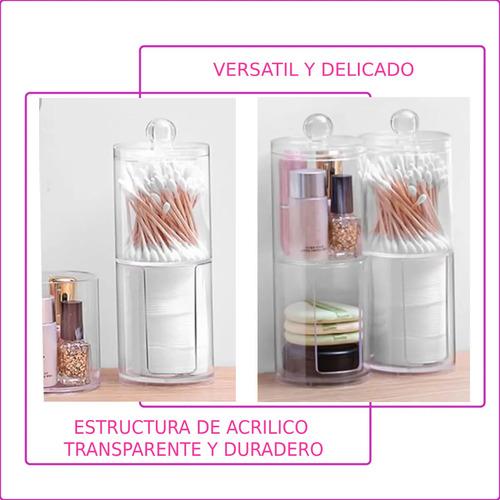 Organizador Porta Hisopos Y Discos Desmaquillantes Con Tapa Transparente Redondo 9