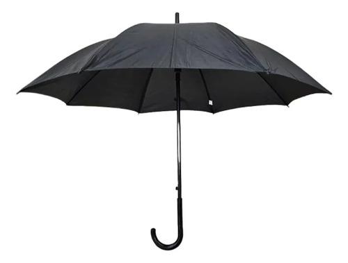 Paraguas Fino Largo Plegable 8 Varillas Practico 99 Cm Negro Liso
