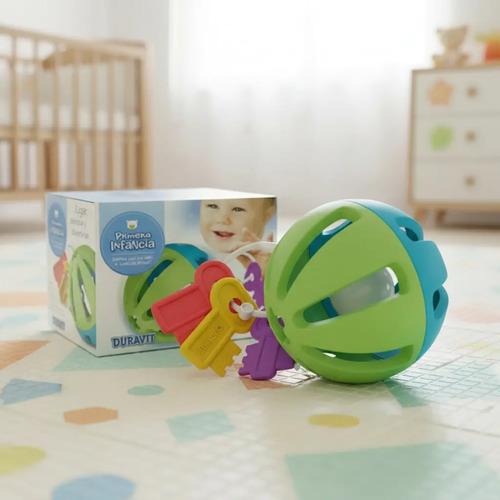 Set Primera Infancia Esfera Con Cascabel Mas Llaves Mordillo Jugar Disfrutar Y Divertirse Para Bebes Mas De 5 Meses Multicolor Sonajero Y Llaves