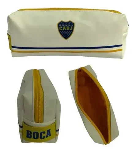 Cartuchera Fútbol Boca Juniors Quemoda Blanca 12 Lápices Blanco 2