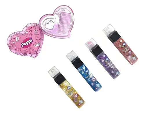 Set De Belleza Pinta Cabello Fashion Brillos Infantil Poppi 7