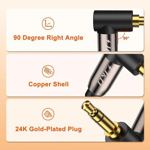 Cable Auxiliar J&d Jack 3,5mm 90° Macho A Macho 4,5 M Oro 2