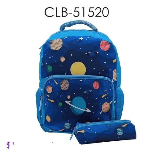 Combo Mochila + Lunchera + Cartuchera Escolar Espacio Planet Azul Astronauta 9