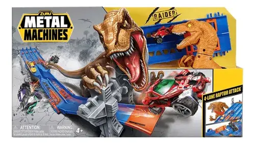 Pista De Auto Ataque De T-rex 4 Carriles Metal Machines Zuru Dino 6