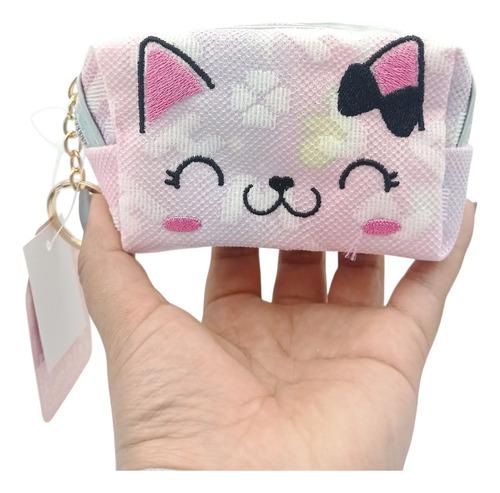 Monedero Mini Porta Cosmeticos Gatito Llavero Maquillaje 11