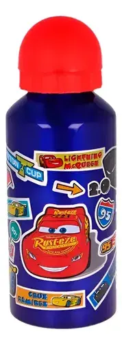 Botella De Aluminio Cars 400 Ml Agua Bebidas Verano Autos Azul 4