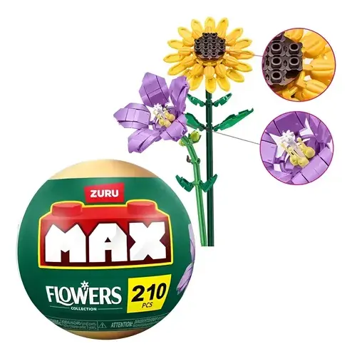 Flor Girasol Bloques Para Armar Zuru Max 210 Adorno Deco 210 Platycodon Y Girasol