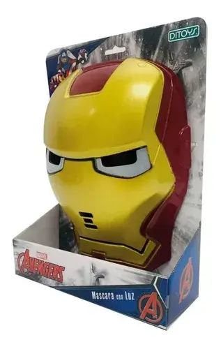 Mascara Iron Man Con Luz Avengers Infantil Ditoys Marvel Color Rojo - Amarillo 2
