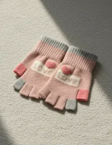Guantes Infantil Sin Dedos Para Niñas Invierno Abrigado Love 8