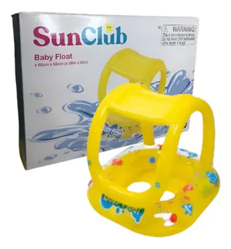 Salvavidas Flotador Inflable Piletas Infantil Con Techo Bote Color Amarillo 3