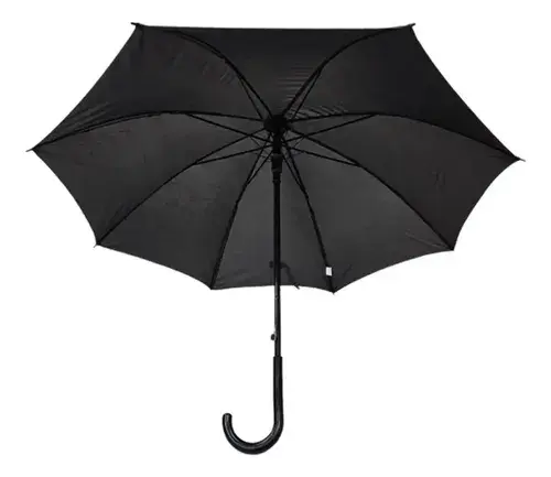 Paraguas Fino Largo Plegable 8 Varillas Practico 99 Cm Negro Liso 3