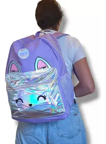 Mochila Escolar Nena Rosa Lila Brillante Primaria Impermable 12