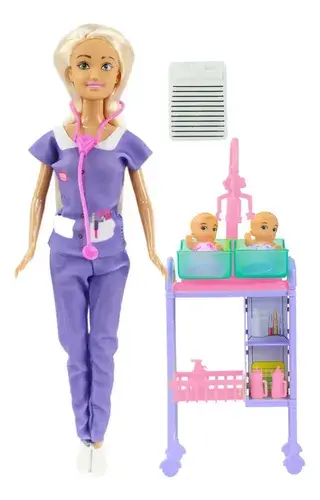 Muñeca Kiara Pediatra Doctora Con 2 Bebes Y Accesorios Poppi 2