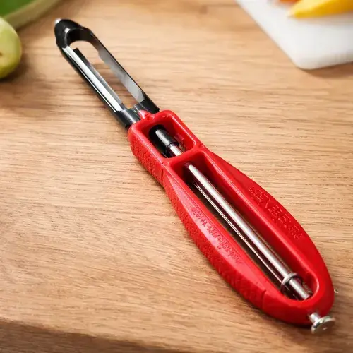 Pelador De Papas Acero Inoxidable Autoafilable Cocina Rojo