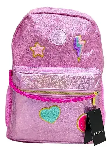 Super Combo Mochila + Cartuchera Glitter Brilla Nena Escolar 2