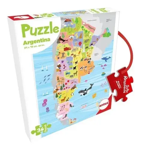 Valija Mapa Argentina 36p Puzzle Rompecabeza Didactico Antex 2