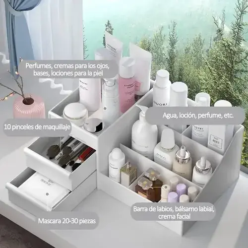 Organizador Maquillaje Cremas Escritorio Oficina Cajones Blanco 3