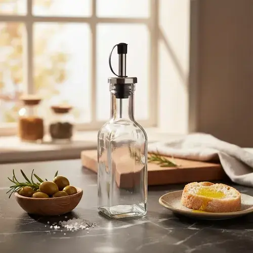 Aceitero Vidrio Con Dosificador Acero Inox 200ml 2