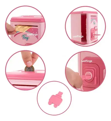 Caja Fuerte Infantil Juguete Alcancia Luz Sonido Tiny Niñas Rosa 2