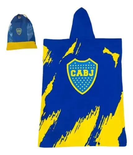 Poncho Toallón Playa Pileta Adulto Boca Juniors Microfibra Boca Juniors Escudo Boca Juniors 3