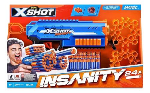Pistola X-shot Insanity Manic Lanza Dardos 24 Dardos Juguete Azul
