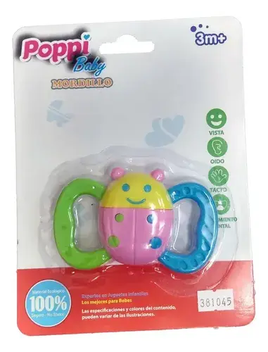 Mordillo Con Sonajero 2 En 1 Para Bebe Con Formas Poppi Baby 3