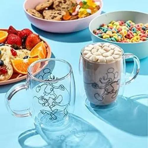 Juego De 2 Tazas De Café Joyjolt Disney Mickey Mouse Y Pluto Transparente 4