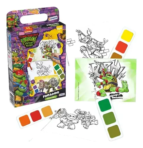 Pintando Con Acuarelas Tortugas Ninja +24 Colores Infantil