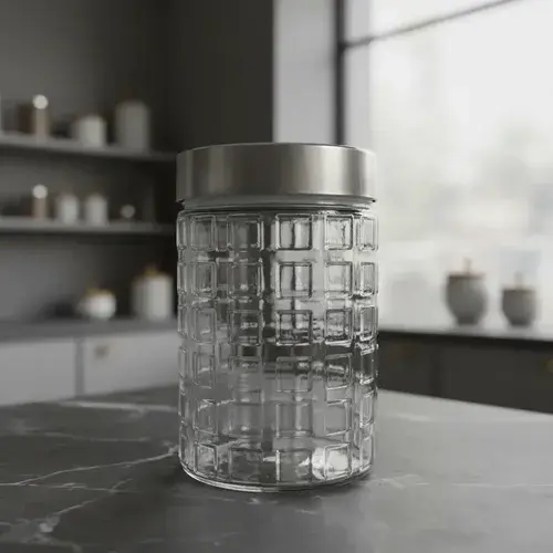 Frasco Vidrio Relieve Tapa Acero Hermética 1.5l Cocina Cristal 3