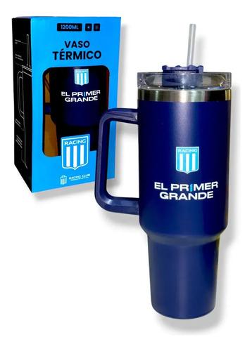 Vaso Térmico Racing Club Con Manija Y Tapa 1.2 L Licencia Of Azul Racing 6